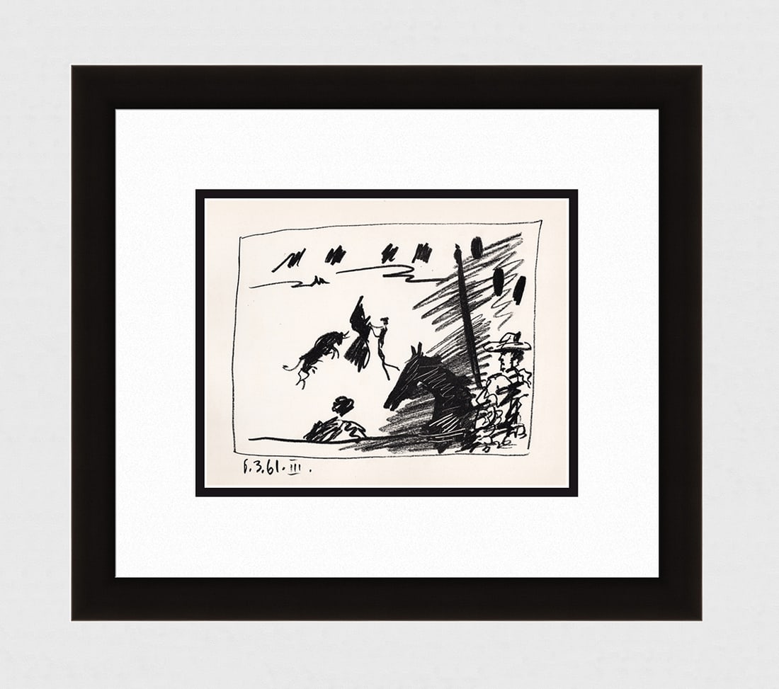 1961 Pablo Picasso La Pique III Lithograph Framed Mourlot Bullfight (1 of 4)