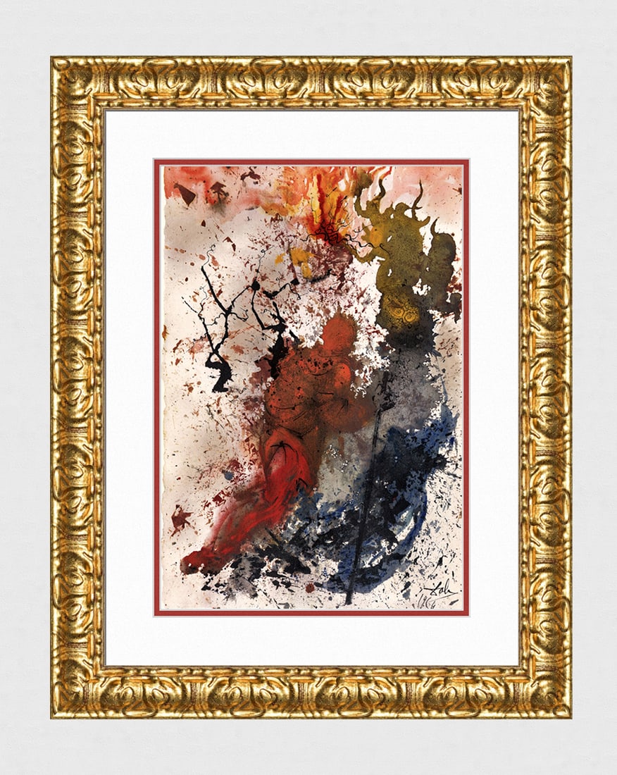 Dali Burning Bush 1967 Original Biblia Sacra Lithograph Framed: Salvador Dali. "Apparuitque ei Dominus in flamma ignis de medio rubi: et videbat quod rubus arderet et non combureretur (The Lord appeared to him in a flame of fire out of the midst of a bush: and he 