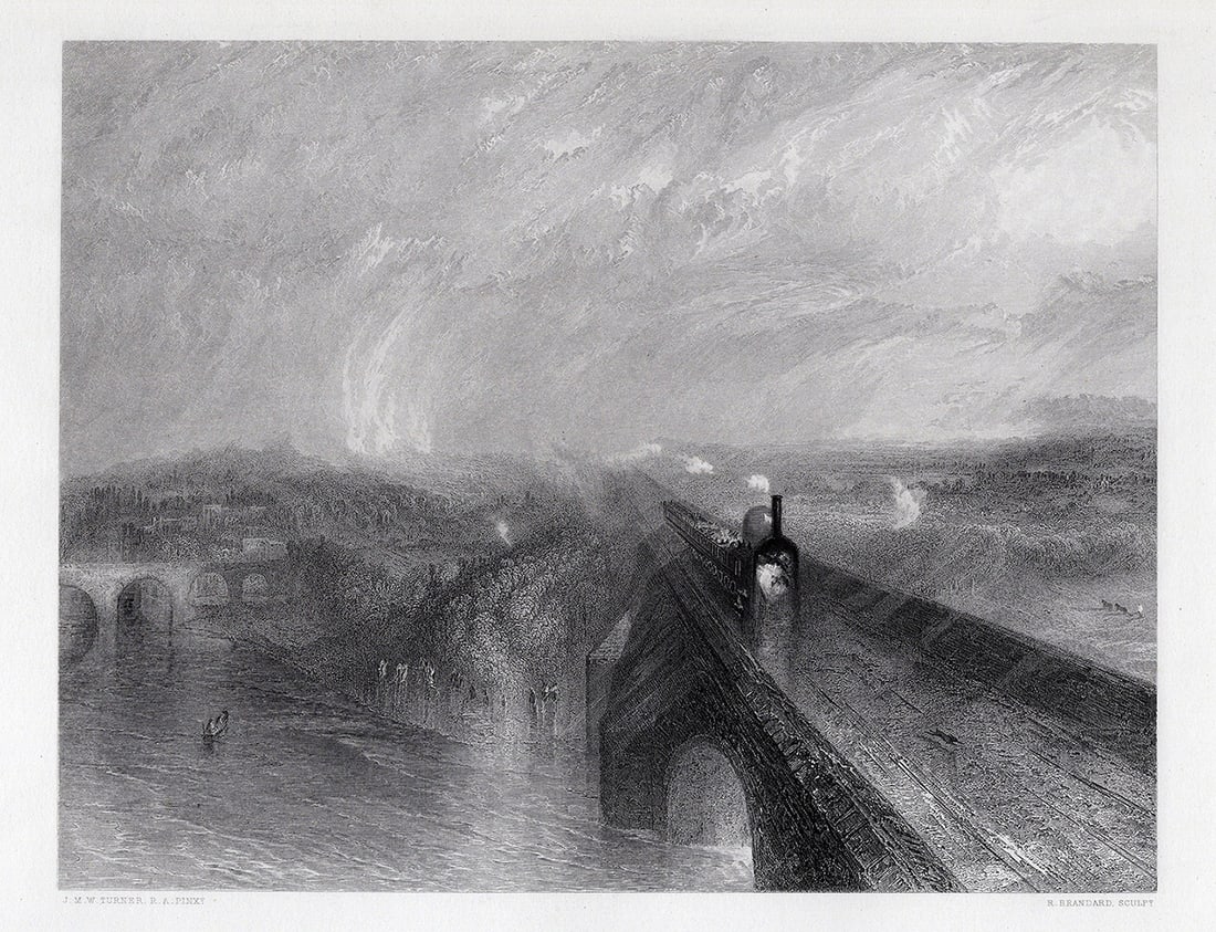 JMW TURNER 1800s Engraving Great Western Railway SIGNED Framed (1 of 3)