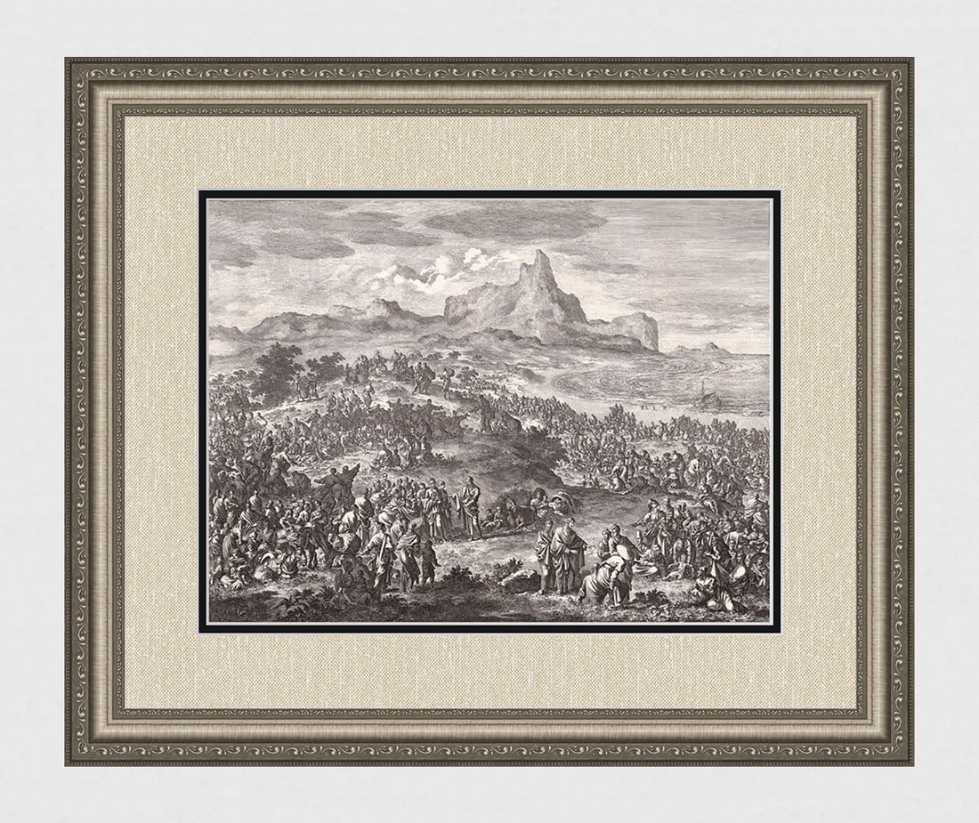1747 Monumental Engraving Jan Luyken Feedin the Multitude Framed (1 of 5)