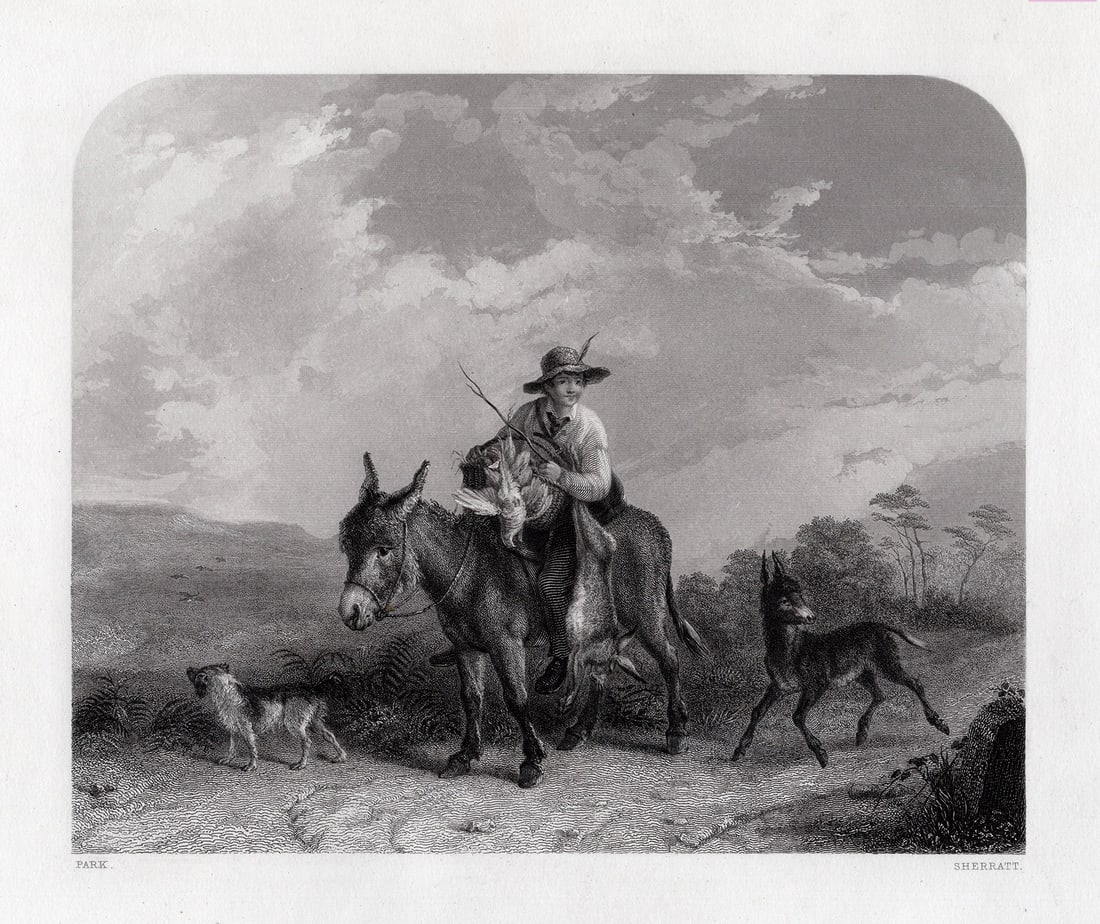 Henry Park 1800s Engraving THE HUNTER'S RETURN Framed Signed (1 of 3)