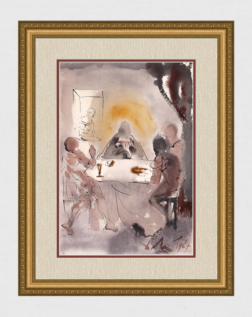 Salvador Dali Biblia Sacra Original Lithograph Cleopas Framed: Salvador Dali. "Tu solus peregrinus es in Ierusalem, et non cognovisti quae facta sunt.? (Are You the only one visiting Jerusalem and unaware of the things which have happened here in these days?)"