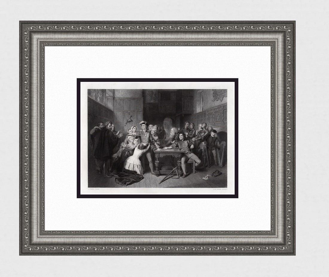 John Faed 1800s Antique Engraving Justice of the King Signed Framed (1 of 4)