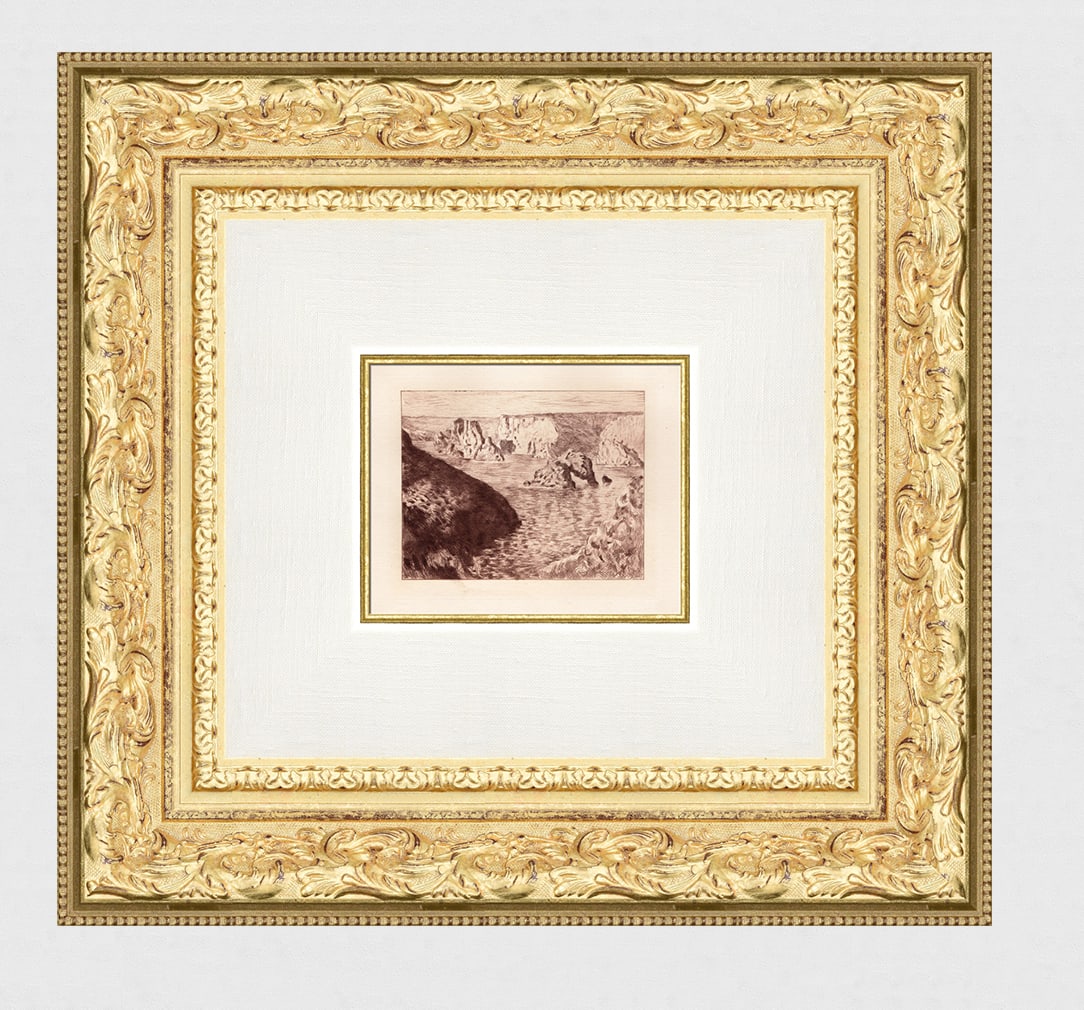 Claude Monet 1800's Etching Seaside Rocks Belle Isle (1 of 3)