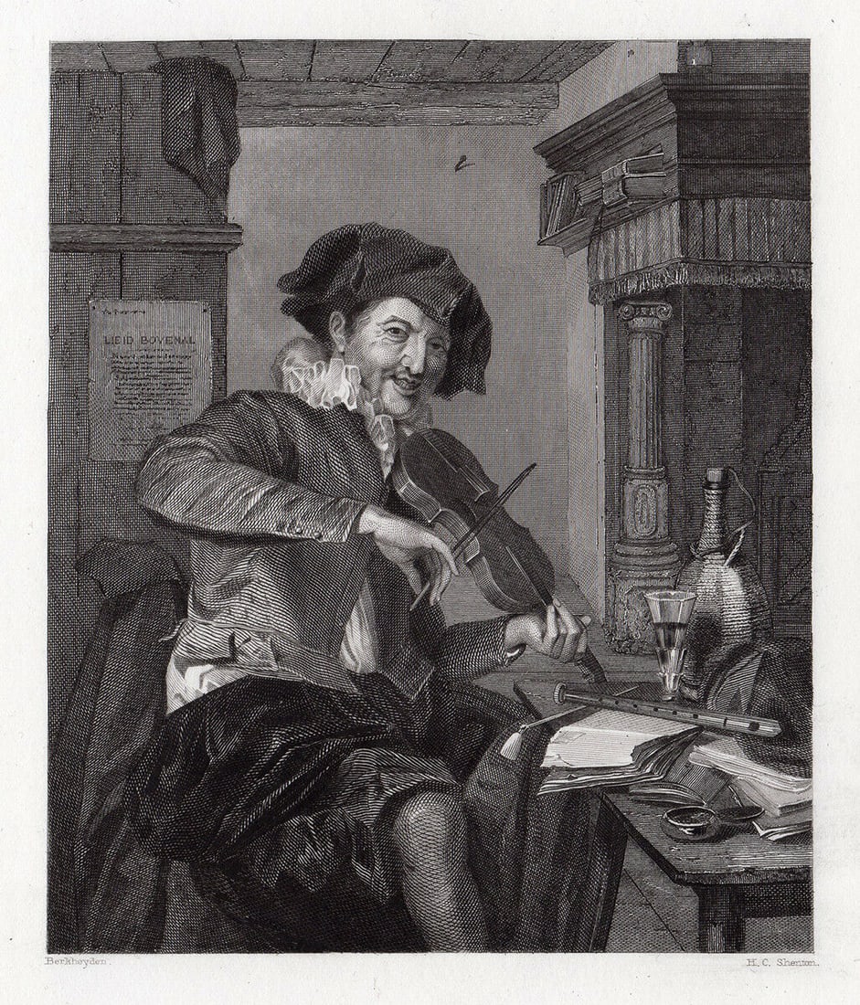 Gerrit Berckheyde The Happy Fiddler engraving signed (1 of 3)