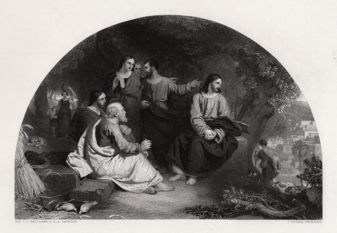 1800s Charles Eastlake Engraving Christ Mourn for Jerusalem Signed Framed (1 of 3)