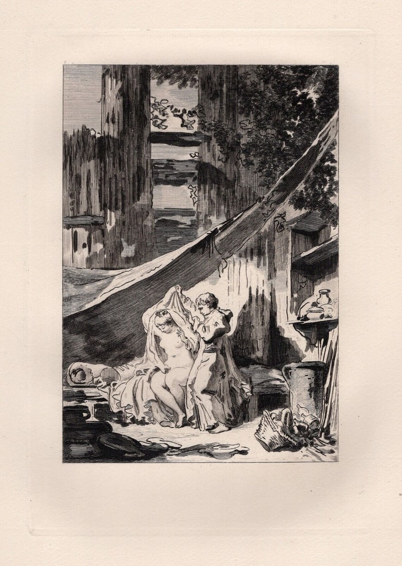LIMITED 1800s Jean-Honore FRAGONARD Limited Etching THE HERMIT Framed (1 of 2)