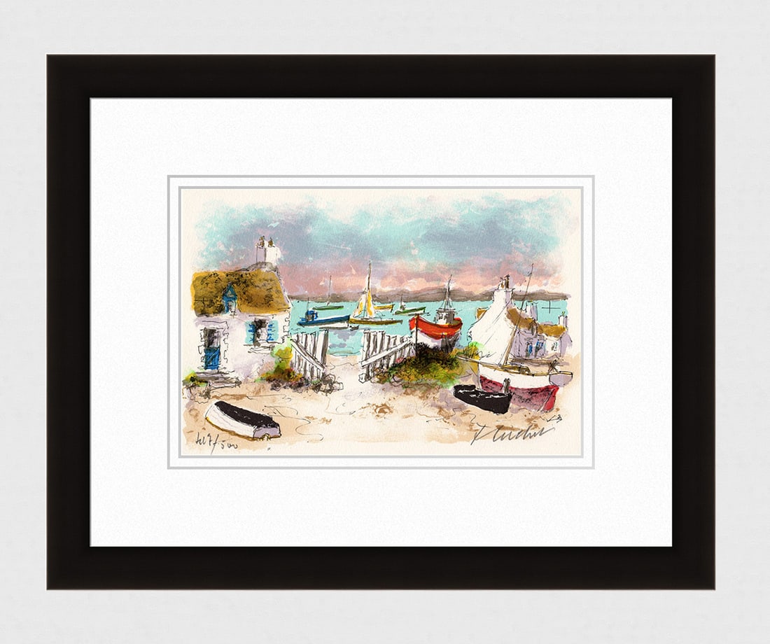Urbain Huchet Cottages in Chausey lithograph signed (1 of 2)