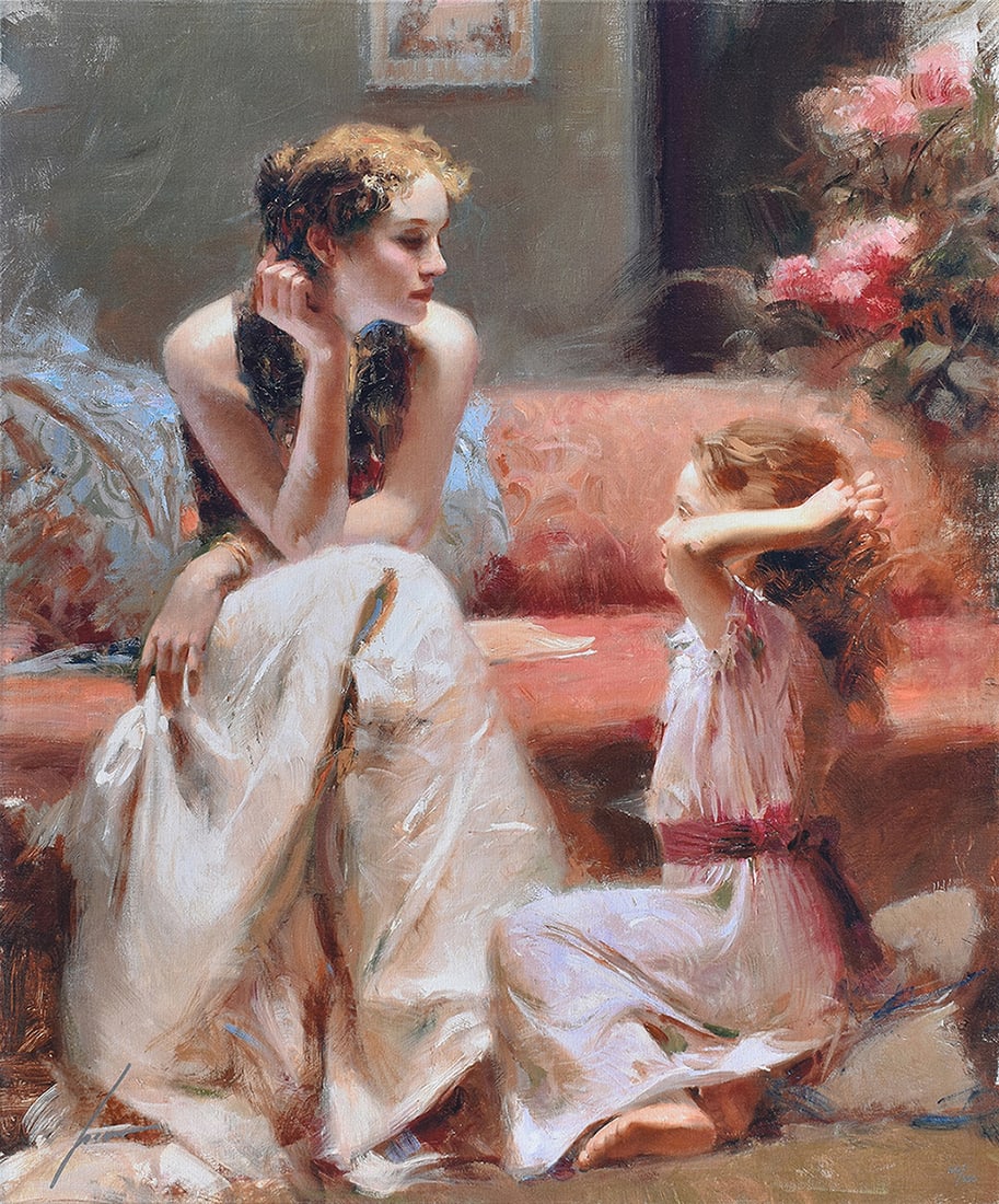 Pino Limited edition Giclee on Canvas Thinking of You Signed Numbered: Giuseppe Pino Dangelico (1939-2010). Thinking of You. Limited edition giclee on canvas. Signed lower left and numbered lower right. Numbered from 350. Image size 36 x 30 inches. Giuseppe Pino Dangelic