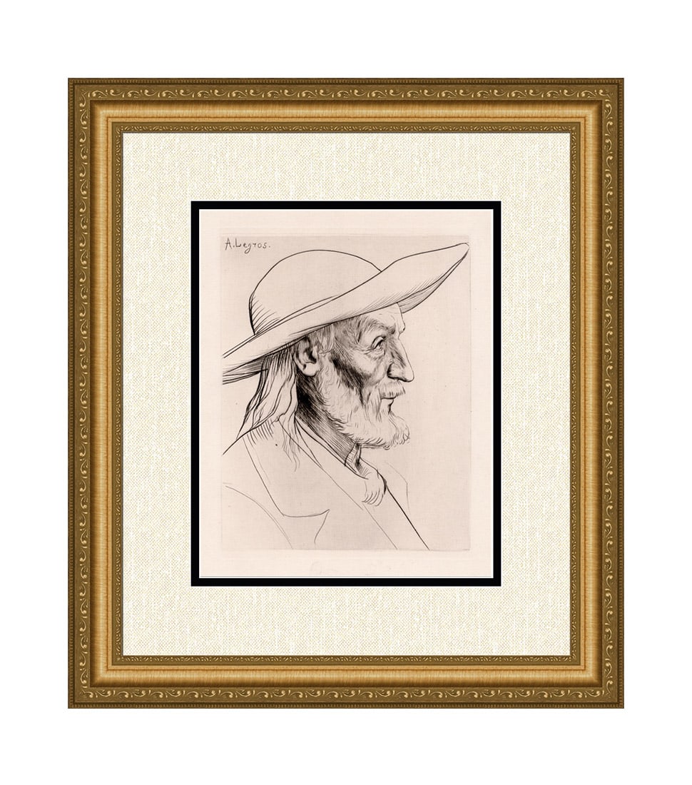 Alphonse Legros Breton Peasant Etching: Alphonse Legros (French, 1837-1911). Breton Peasant. Original Drypoint Etching on laid paper. 1874. Signed in the plate, upper left. Image Size 6 3/4 x 9 inches. Framed dimensions approximately 16 x 1