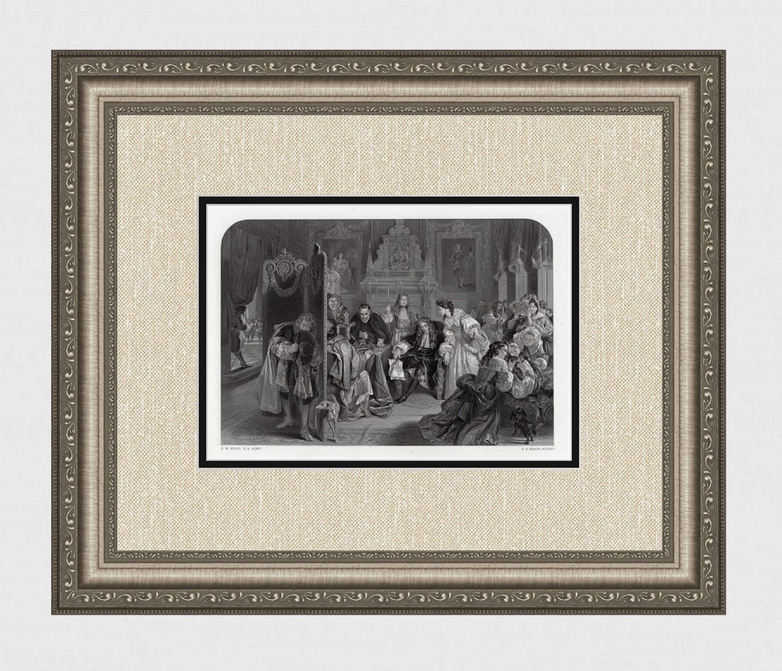 Edward Matthew Ward James II in his Palace of Whitehall, Receiving the News of the Landing of the: Edward Matthew Ward. (English, 1816-1879). James II in his Palace of Whitehall, Receiving the News of the Landing of the Prince of Orange. Antique Engraving on wove paper after the original oil on can