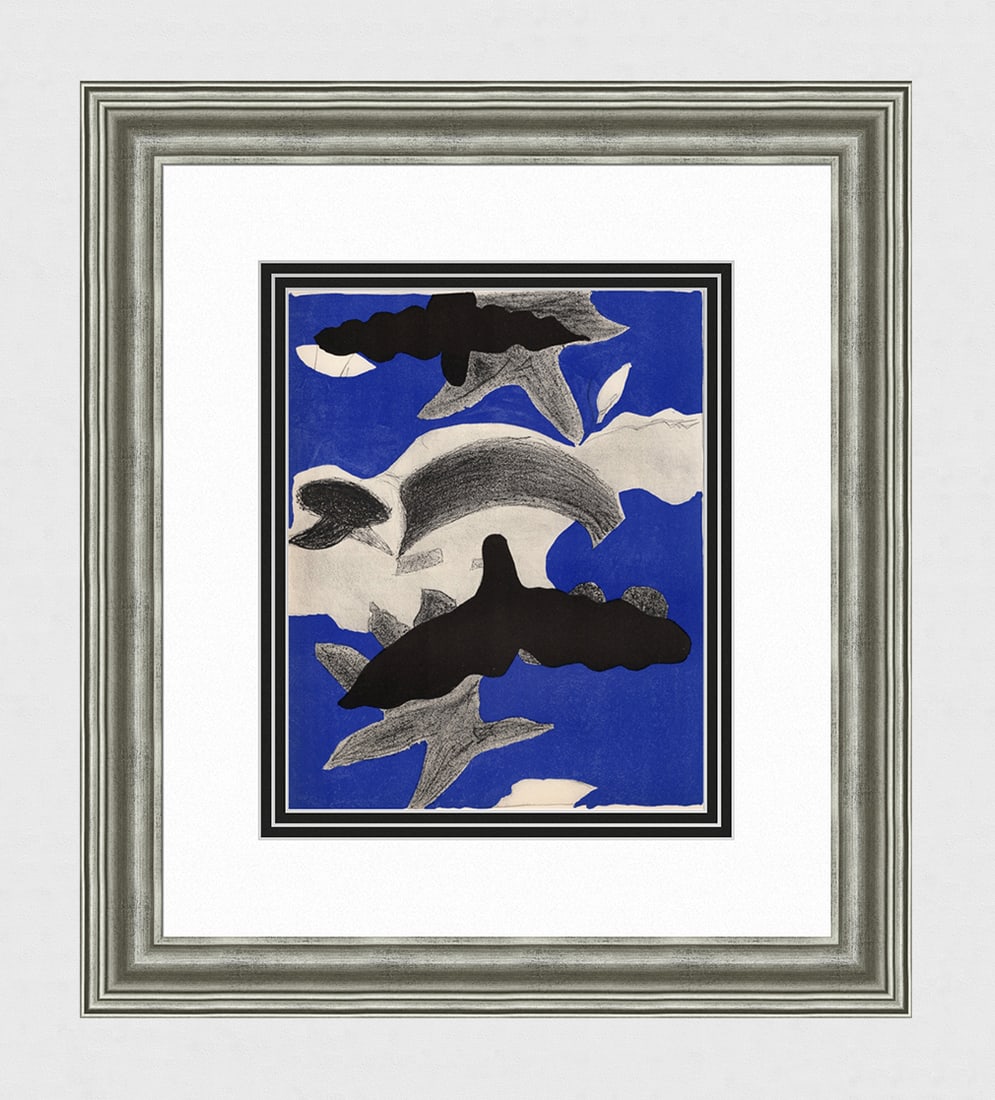 1955 Original Georges Braque Color Lithograph BIRDS Gallery Framed (1 of 4)