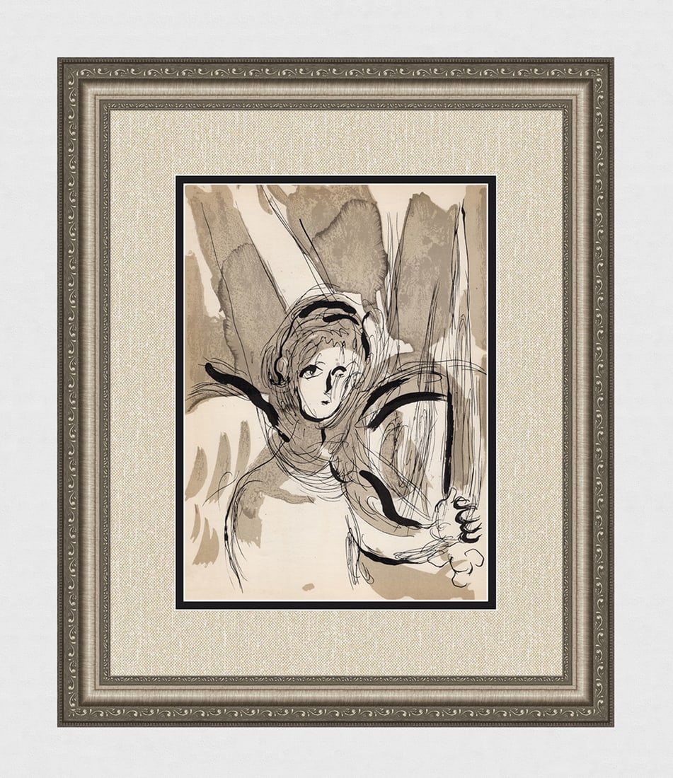 1956 Marc Chagall Lithograph Angel with an Epee Framed (1 of 3)