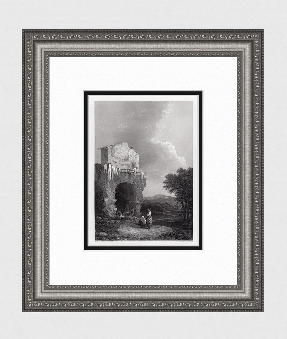 1850 Richard Wilson Hadrian's Villa engraving signed (1 of 4)