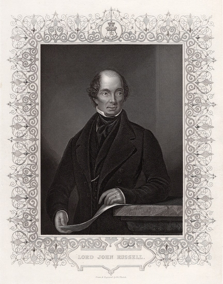SIGNED 1800s Daniel J. POUND Original Engraving Lord John Russell FRAMED (1 of 3)