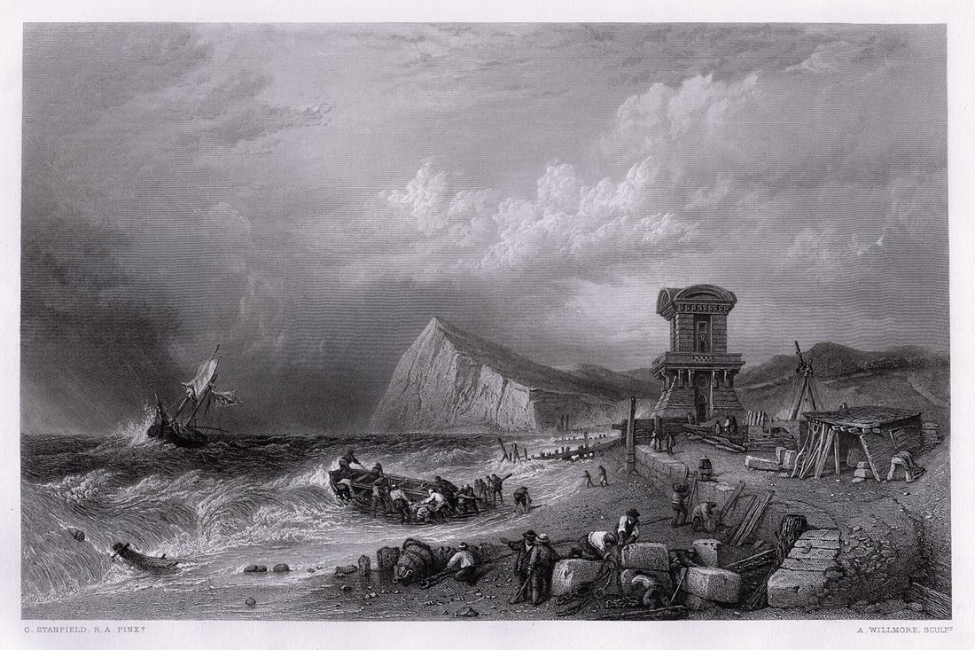 Clarkson Frederick Stanfield Wreck of Dover engraving signed (1 of 2)