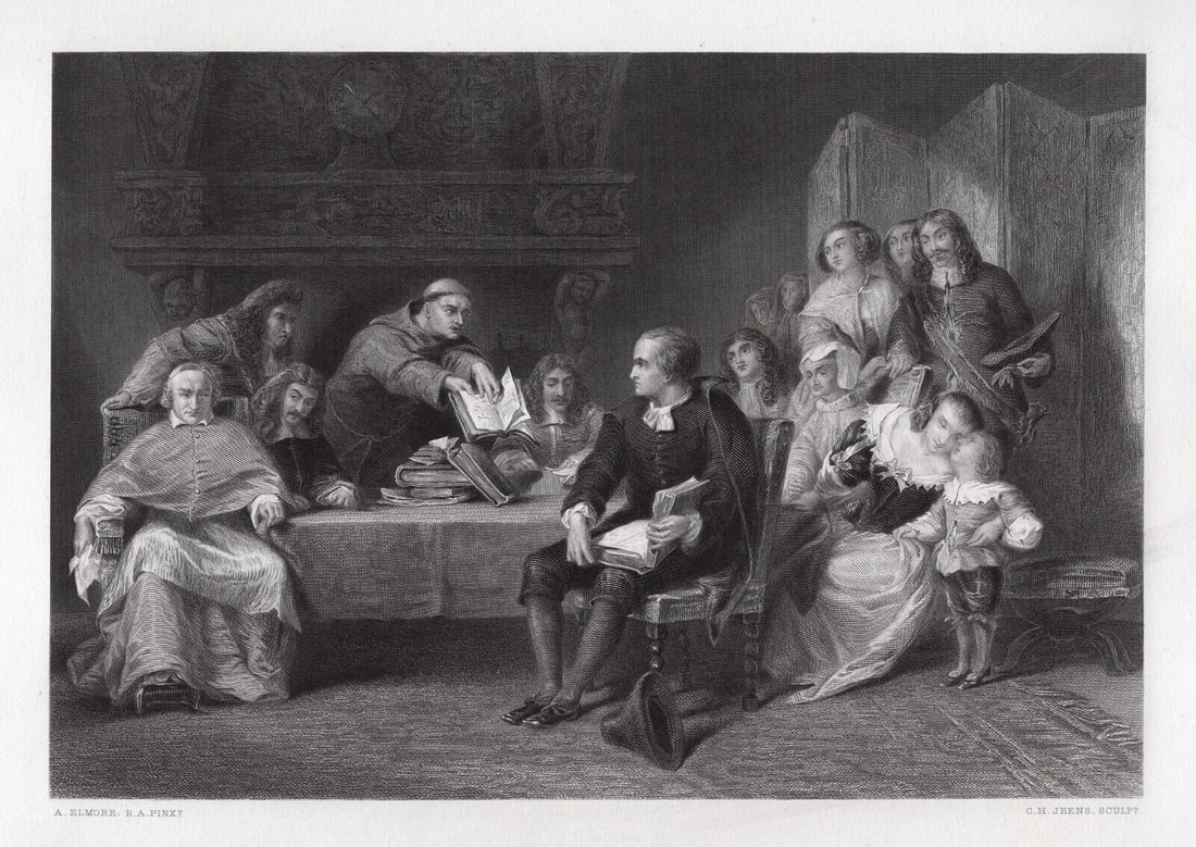Alfred Elmore 1800S Engraving The Great Controversy FRAMED SIGNED (1 of 3)
