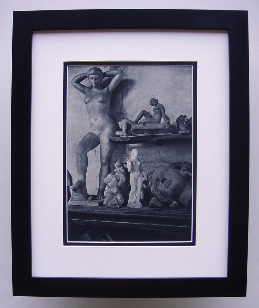 Brassai Aristide Maillol's Studio photogravure: Brassai (1899-1984) "Aristide Maillol's studio" Photogravure, 1937-1940. Double matted and framed in contemporary black frame. Framed dimensions 17 x 21 inches. Comes with a Certificate of Authenticit