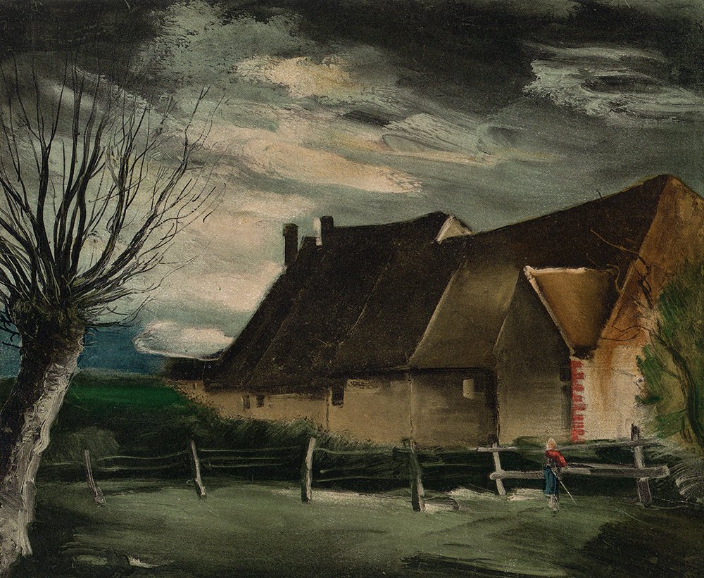 Maurice de Vlaminck Color Lithograph Framed: Vlaminck, Maurice de. Color lithograph. This lithograph was pulled in Paris in 1958 by the legendary Mourlot Atelier, and published by Andre Sauret. A nice impression, as can be expected by Mourlot. D