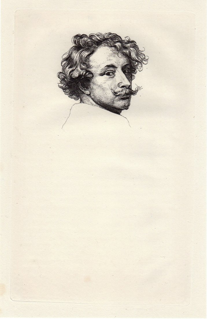 Anthony van Dyck etching Self portrait 1800's: Van Dyck, Anthony. "Self portrait" Etching on laid paper after the original by master engraver Amand Durand. Original etching was created c. 1630. This impression is well more than 130 years old. Publ