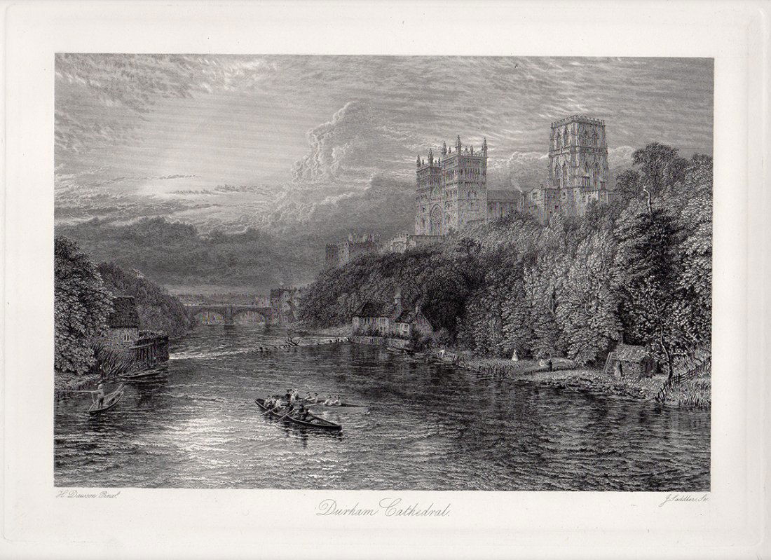 Henry Dawson Durham 1800s Framed: Dawson, Henry Thomas "Durham" engraving on wove paper after the original by a master engraver (John Saddler). This impression is well more than 125 years old. Published c. 1880. This is not a modern p