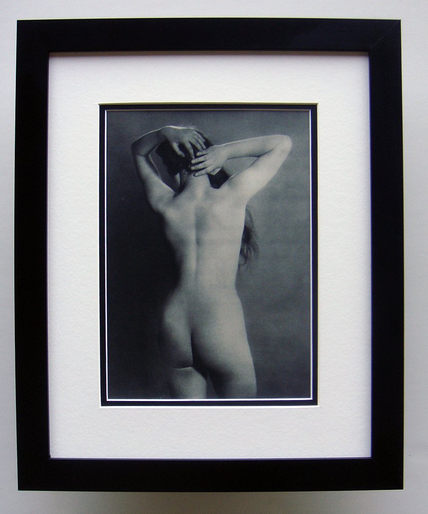Many Ray Nude Photogravure Framed: Man Ray. "Nude" Heliogravure/Photogravure, 1937-1940. Double matted and framed in contemporary black frame. Framed dimensions 17 x 20 inches.