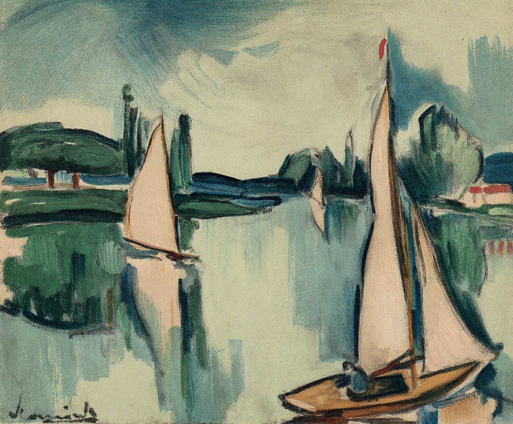 Maurice de Vlaminck Lithograph Framed: Vlaminck, Maurice de. Color lithograph. This lithograph was pulled in Paris in 1958 by the legendary Mourlot Atelier, and published by Andre Sauret. A nice impression, as can be expected by Mourlot. D
