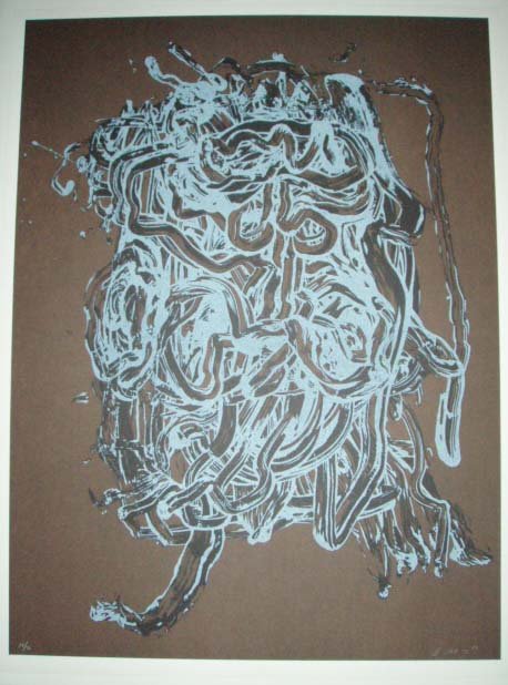 Ed Moses Cap de Patata Lithograph Signed: Moses, Ed "Cap de Patata" Limited edition hand signed Lithograph. Numbered from 75. 30" x 22.5" Comes with a certificate of authenticity.