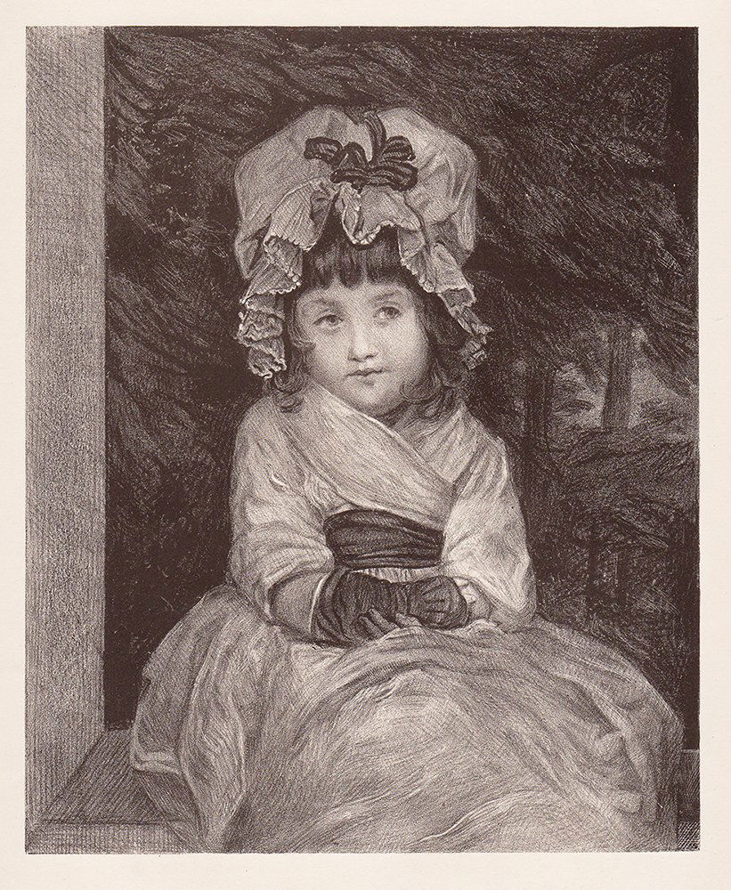 Sir Joshua Reynolds "The Mob Cap": Antique heliogravure mounted on thick wove paper after Sir Joshua Reynolds "The Mob Cap" 1873. This is not a modern reprint. (Image size 3 1/4 x 4 1/2 inches). This print is in excellent condition. Co