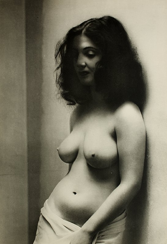 Andre De Dienes FRAMED Nude photogravure: Andre De Dienes. "Nude." Photogravure, c. 1950. Double matted and framed in contemporary black frame. Framed dimensions 16 x 20 inches. Comes with a Certificate of Authenticity.