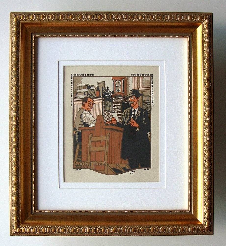 Gustave Baumann Original color woodcut: Gustave Baumann (German/American, 1881 - 1971). "March". Original color woodcut. 1912. Signed in the block, lower right. Cream wove paper. Wide margins. Fine impression with heavy ink application. Ver