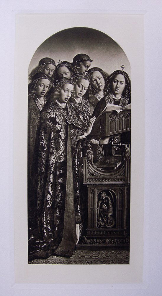 Jan Van Eyck The Singing Angels 1800's: Heliogravure on heavy wove paper after Jan van Eyck. "The Singing Angels" This impression is well more than 120 years old. This is not a modern reprint but was hand pulled from the copper plate late 1