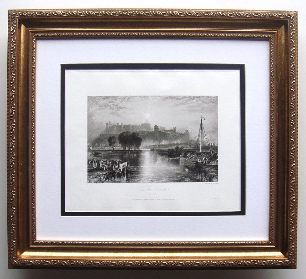 William Turner Windsor Castle engraving 1832: Turner, Joseph Mallord William. "Windsor Castle, Bershire" engraving on wove paper after the original by a master engraver. This impression is well more than 170 years old. Published 1832 for the prop