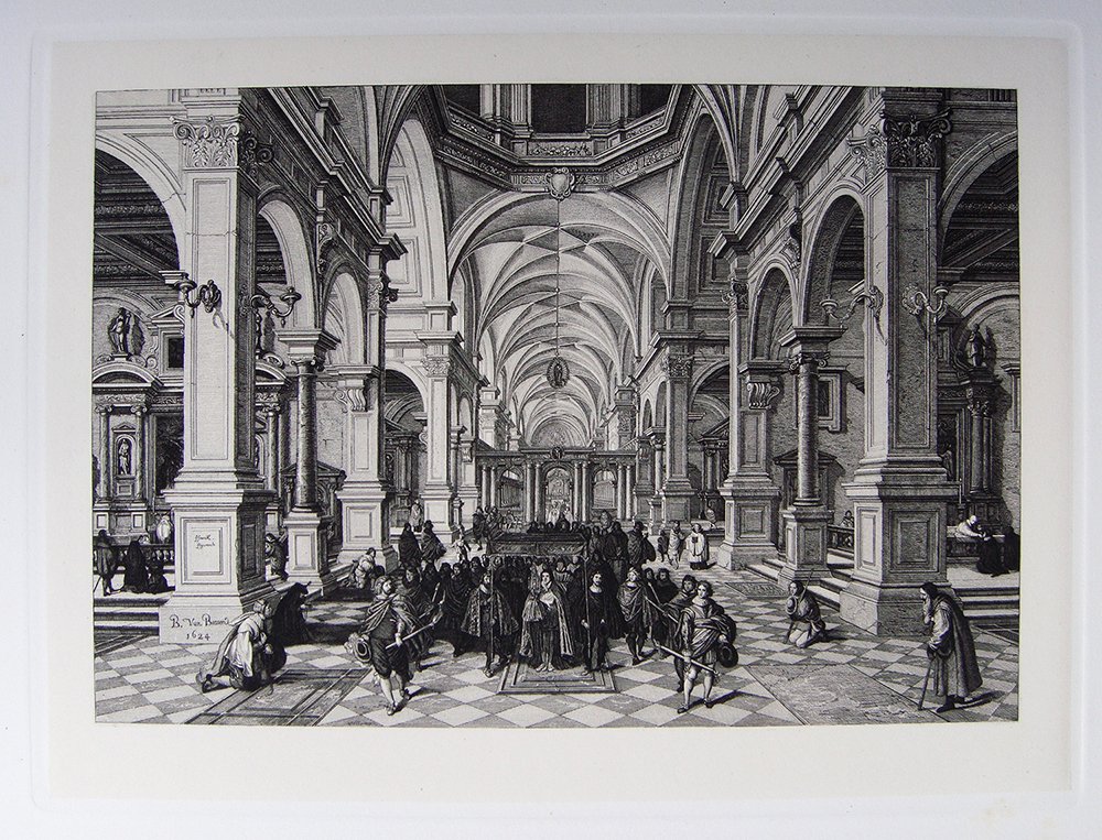 Bassen Interior of a Church Antique etching 1800's: Antique Etching on heavy wove paper after Bartolomeus Van Bassen by master etcher L. Schulz in the 1800's. "Interior of a Church" This impression is well more than 120 years old. This is not a modern 