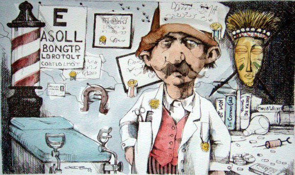 Charles Bragg Mixed Media Original Doctor: Bragg, Charles. General Practitioner (From Bragg's Medical Suite). Limited edition lithograph, pencil signed and watercolored by hand. Image Size: 4 3/4 x 7 3/4 inches. Double matted and framed in sol