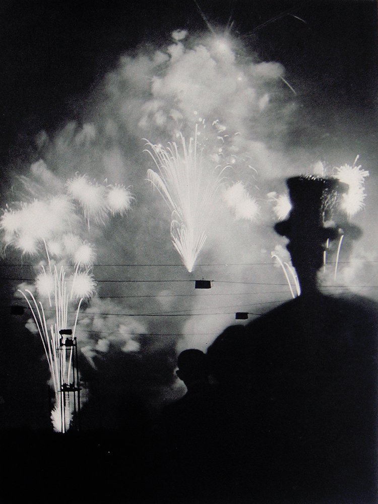 Brassai Photogravure 1930's Framed Fireworks: Brassai (1899-1984) "Fireworks" Heliogravure/Photogravure, 1937-1940. Double matted and framed in contemporary black frame. Framed dimensions 17 x 20 inches