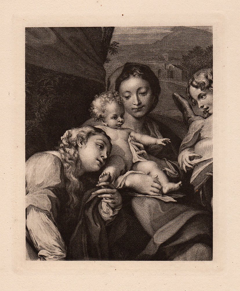Correggio Madonna Antique engraving 1800's: Correggio. "The madonna of St. Jerome as engraved by Sir Robert Strange" engraving on laid paper after the original by a master engraver. Original oil was created in 1528 and housed in the Galleria Na