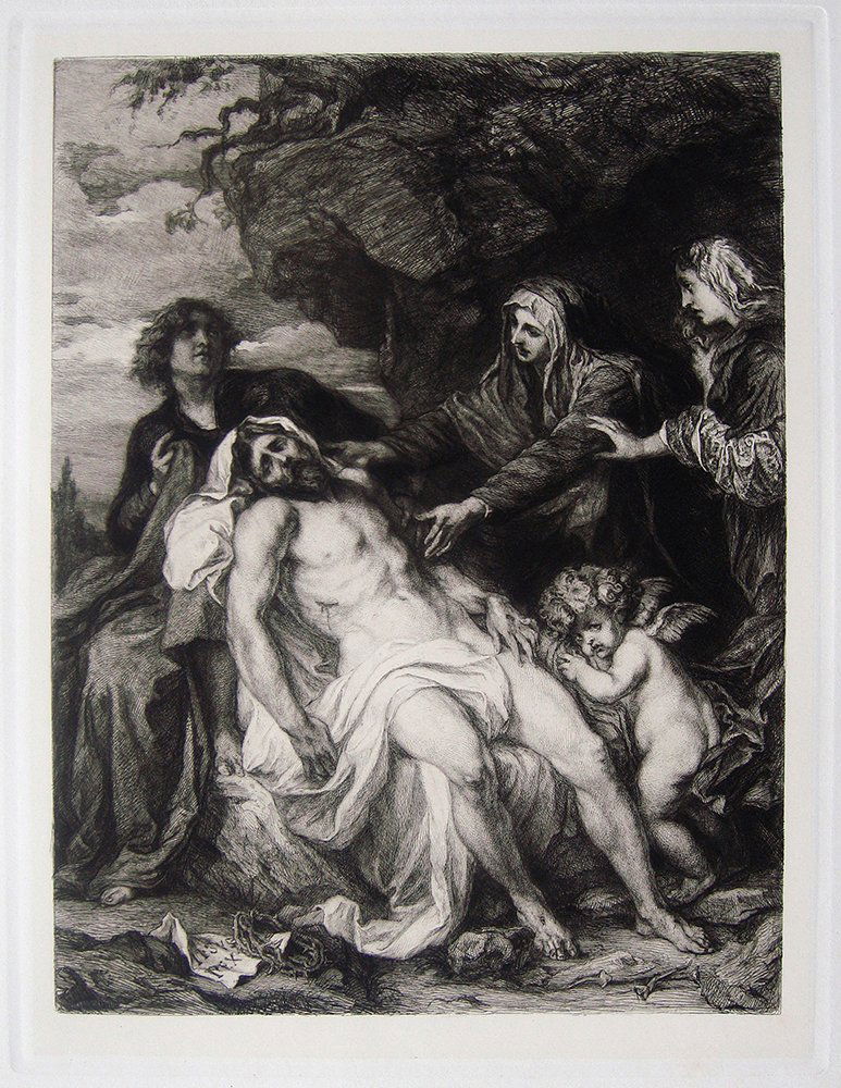 Anthony Van Dyck Antique etching 1800's: Antique Etching on heavy wove paper after Anthony van Dyck by master etcher William Unger in the 1800's. "Lamentation of christ" This impression is well more than 120 years old. This is not a modern r