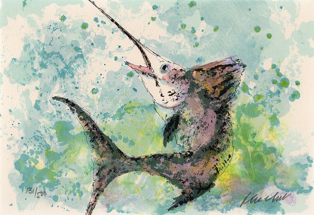 Urbain Huchet Signed/Numbered French: Huchet, Urbain (French, 1930 - ) Limited edition, hand signed and numbered lithograph. Sheet size, 7 1/2 x 11 inches. Accompanied by a Certificate of Authenticity. Le Marlin