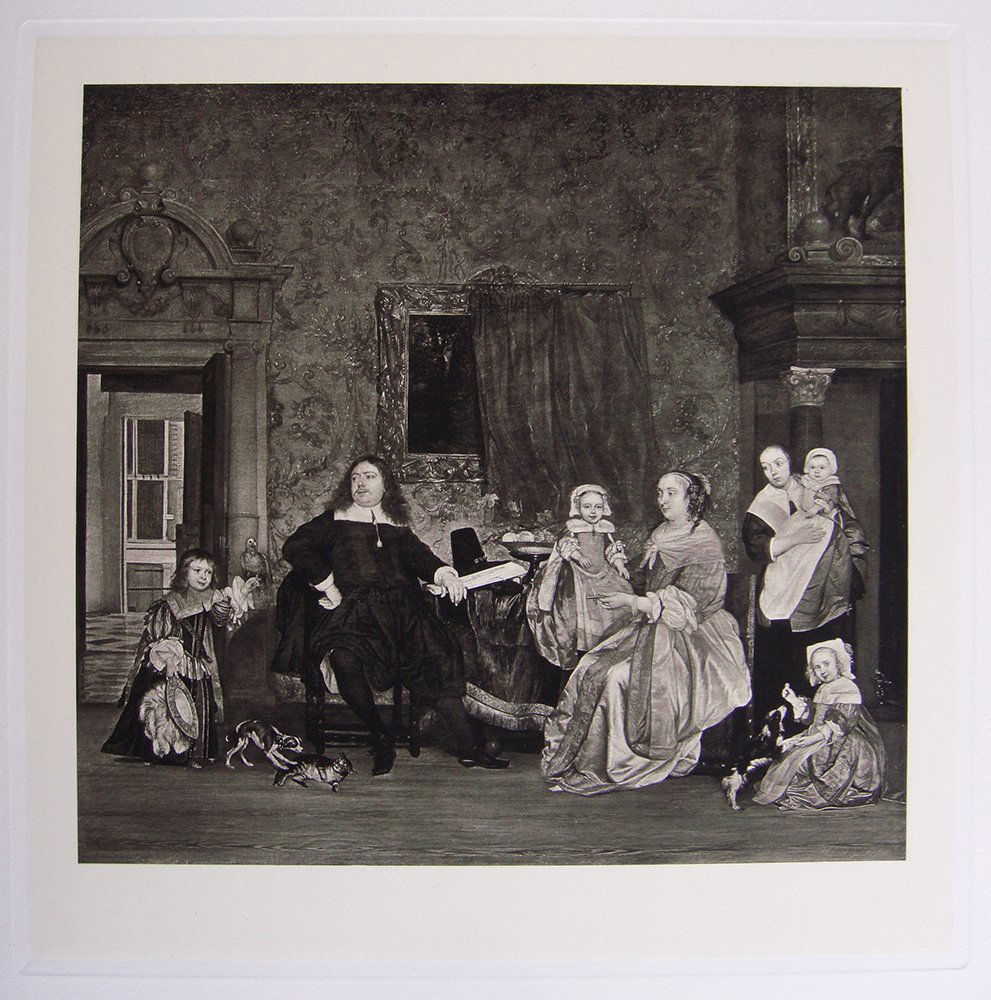 Gabriel Metsu The Merchant's Family: Heliogravure on heavy wove paper after Gabriel Metsu. "The Merchant's Family" This impression is well more than 120 years old. This is not a modern reprint but was hand pulled from the copper plate la