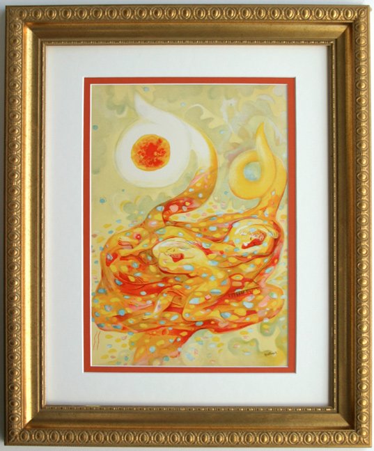 Abraham Rattner Lithograph Framed: Rattner, Abraham. Autumn, Color lithograph printed by Mourlot, Signed in the Plate, 1938. 10 1/4 x 14 inches. Framed dimensions c. 18 1/4 x 22 inches. Comes with a Certificate of Authenticity.