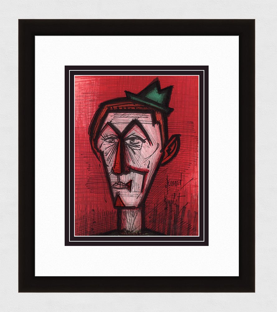 1967 Buffet Original Lithograph Clown on Red Background (1 of 3)