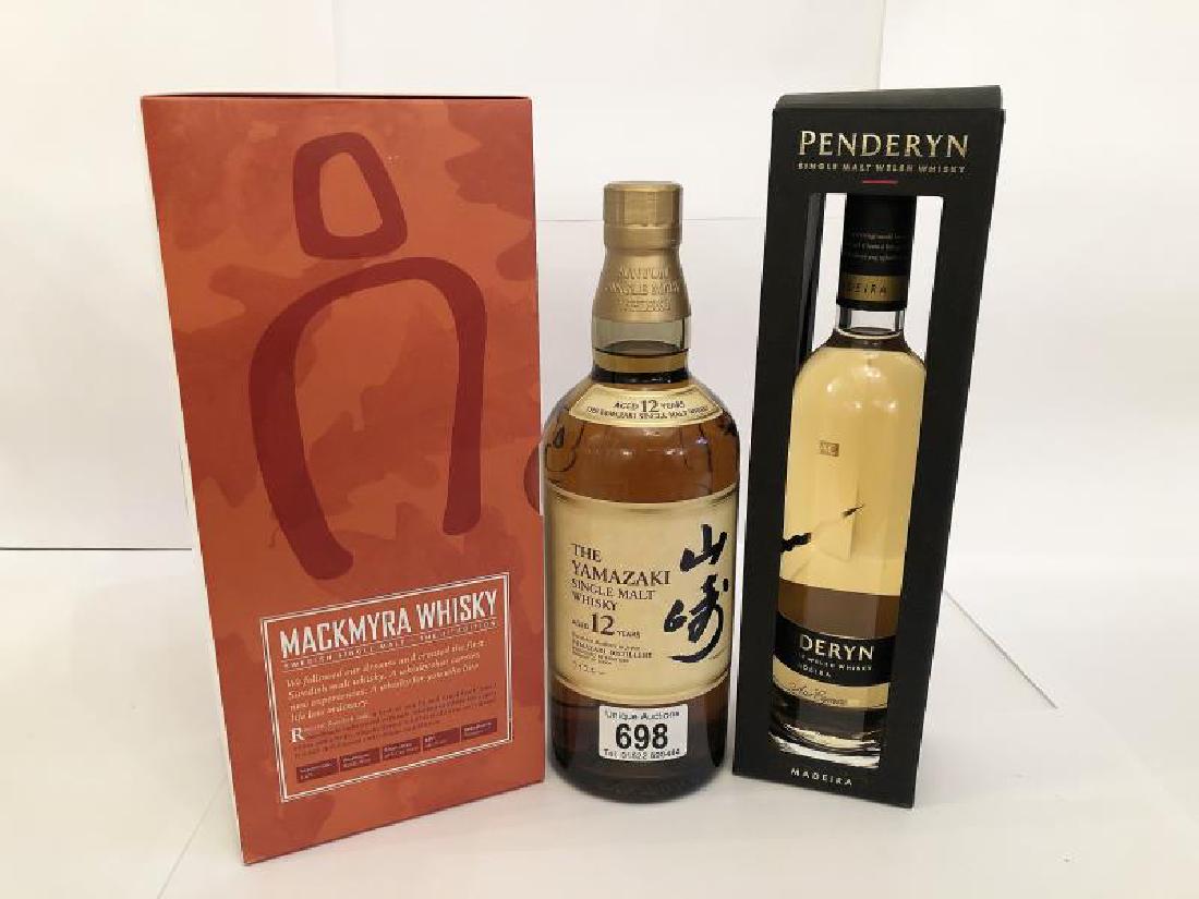 3 bottles - The Yamazaki (aged 12 years) single malt: 3 bottles - The Yamazaki (aged 12 years) single malt whisky, Mackmyra Swedish whisky single malt and Penderyn single malt Welsh whisky