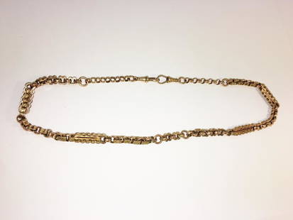 A hall marked 9ct gold vintage Albert chain,: A hall marked 9ct gold vintage Albert chain, approximately 28.5 grams.