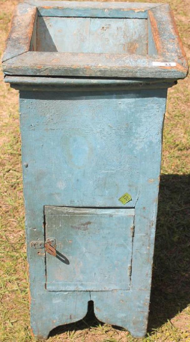 19TH C. BALLOT BOX IN OLD BLUE PAINTED FINISH,: 30 1/2" H X 14" X 14", 1 DOOR