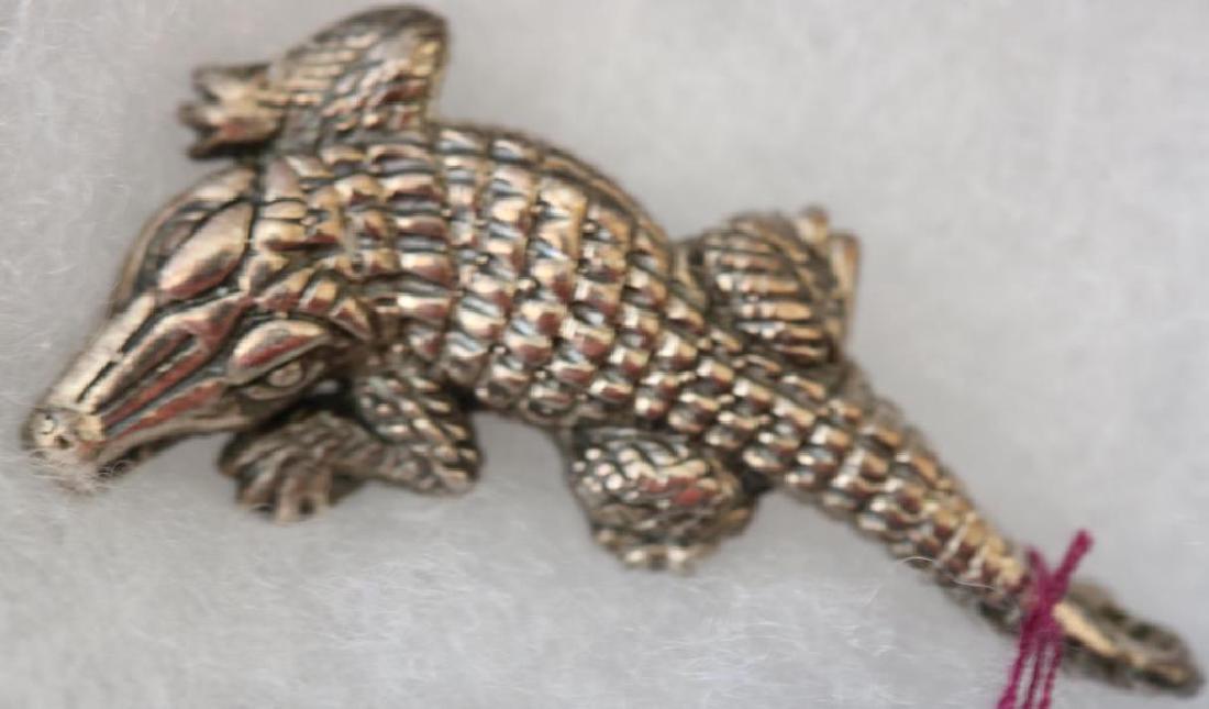 BARRY KIESELSTEIN CORD STERLING SILVER ALLIGATOR: BROOCH, APPRX 8 1/2 GRAMS, 1 1/2" NOSE TO TAIL