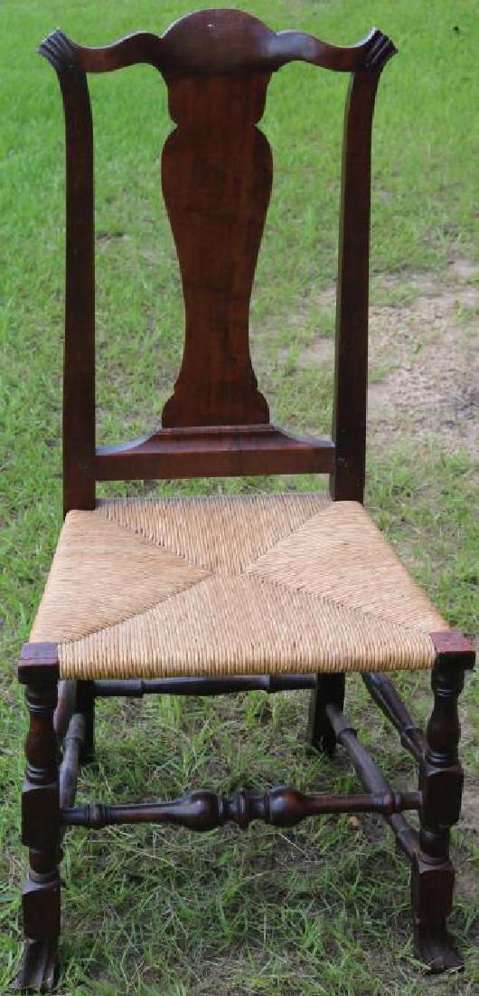 18TH C. QUEEN ANNE SIDE CHAIR, CARVED EARS, (1 of 2)