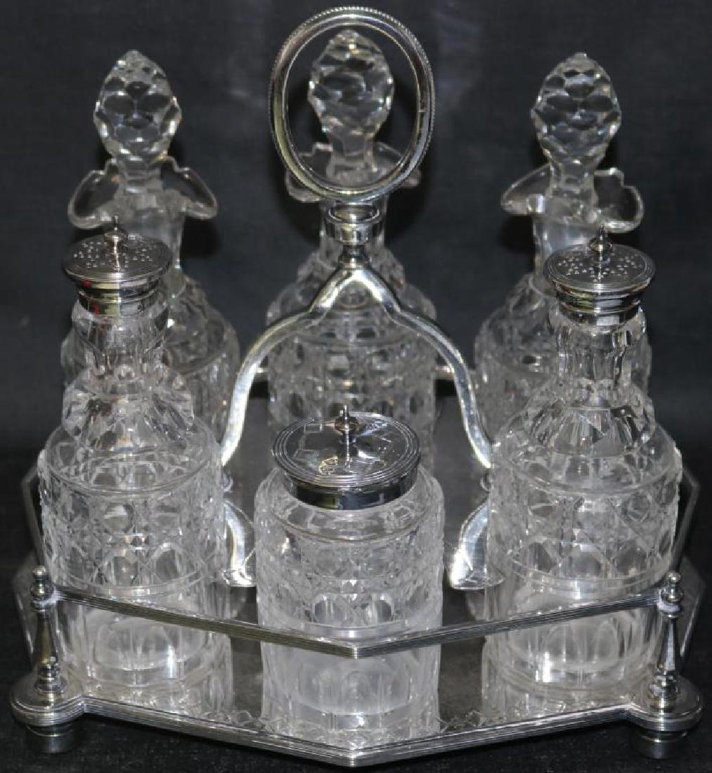 19TH C. BOTTLE CASTOR SET, CUT BOTTLE, ENGLISH (1 of 1)