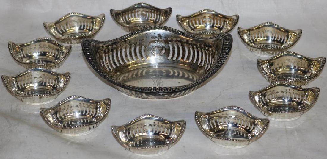 13 PC STERLING SILVER NUT SET, OVAL W/ OPEN WORK (1 of 2)