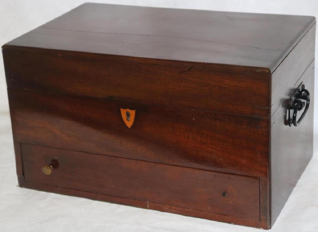 19TH C. MAHOGANY DOCTOR'S BOX, LIFT-TOP FITTED (1 of 3)